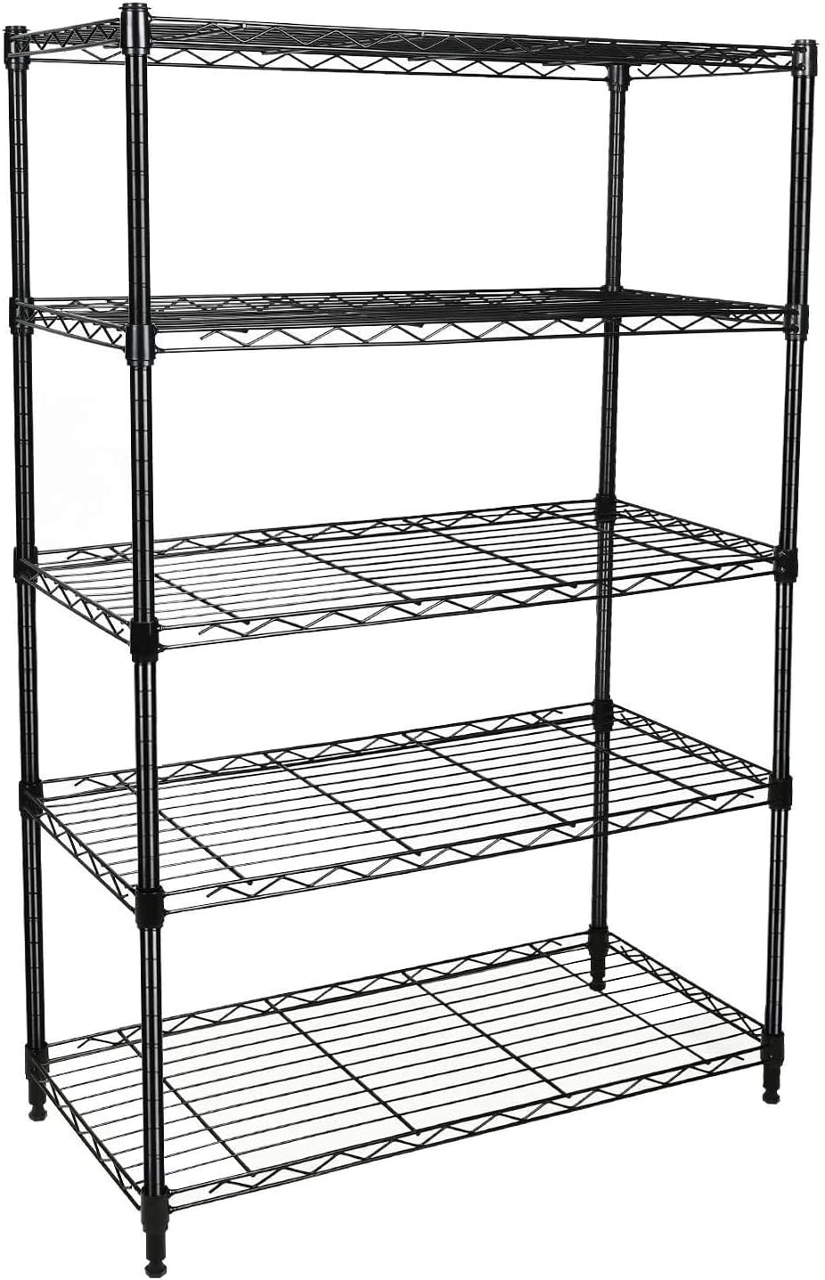 Simple Deluxe Heavy Duty 5-Shelf Storage Shelving Unit - 1250lbs Capacity | 29.92" D x 13.98" W x 61.09" H, Black