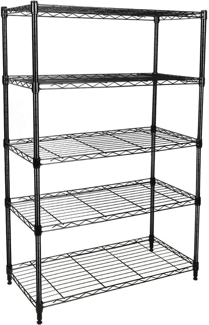 Simple Deluxe Heavy Duty 5-Shelf Storage Shelving Unit - 1250lbs Capacity | 29.92" D x 13.98" W x 61.09" H, Black
