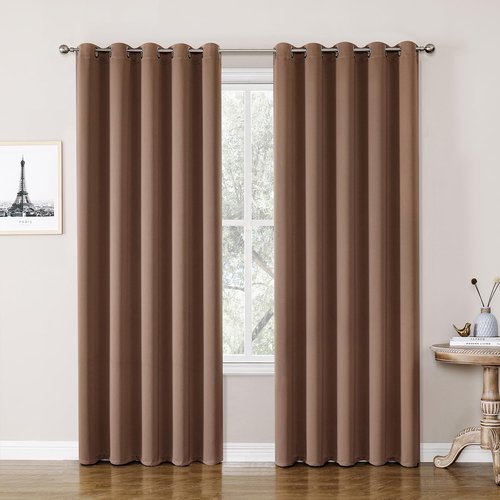 ChrisDowa Blackout Curtains - Extra Wide Thermal Insulated Room Darkening Panels | 70 x 84 Inch Cappuccino
