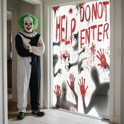 2 Pack 30x61 in Halloween Window Clings - Bloody Spine Chilling Door & Window Decor