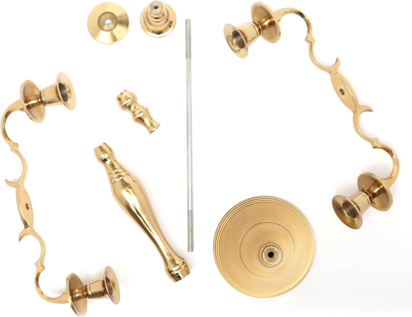 Metal Candelabra | Five Arm Decorative Candlestick Holder - 16 Inch Tall Gold Centerpiece for Weddings & Events