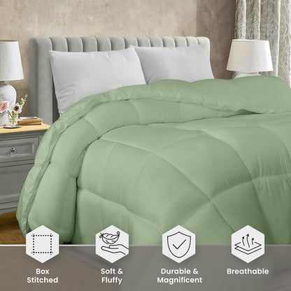 Utopia Bedding Twin Comforter Duvet Insert, Quilted Sage Green Comforter with Corner Tabs, Box Stitched Down Alternative Comforters Twin Size 64 x 88 inches