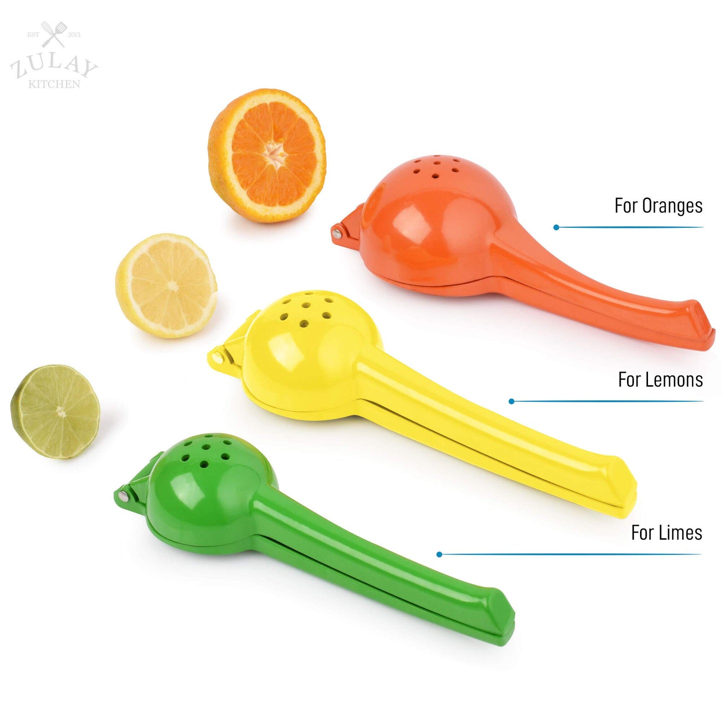 Zulay Premium Quality Metal Lemon Squeezer, Citrus Juicer, Manual Press for Extracting the Most Juice Possible - Light Blue