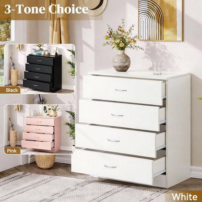 Karl home 4 Drawer Dresser for Bedroom, Small Chests of Drawers Modern Nightstand, White Dresser Chest with 4 Storage Drawers, Dressers for Nursery, Hallway, Living Room, Closet