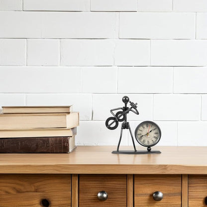 Vintage Iron Desk Clock - Retro Music Guitar Table Clock