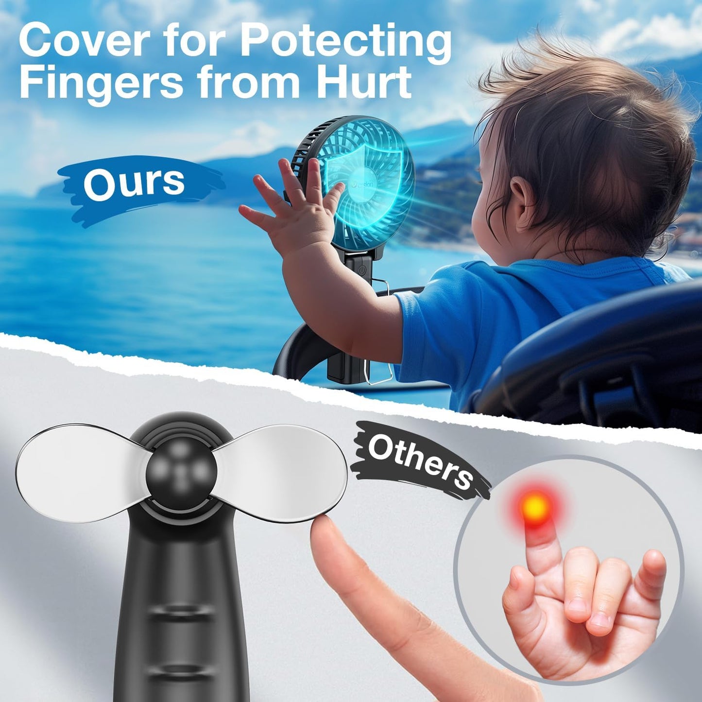 VersionTECH. Portable Handheld Fan - Powerful 4000mAh Battery | 180° Foldable Mini Table Fan in Black