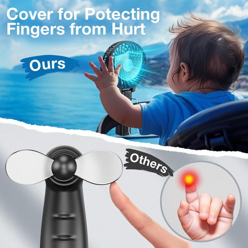 VersionTECH. Portable Handheld Fan, Powerful+Durable+4000mAh+180° Foldable, Mini Table Fans with USB Rechargeable Battery Operated Cooling Accessories for Personal Use, Travel, Office Black