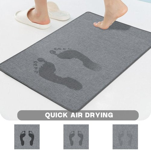 Yancorp 16"x26" Ultra Thin Bathroom Rugs,Low Profile Bath Rug,Rubber mat,Fit Under Door,Non Slip,Machine Washable Shower Rug,Dark Grey
