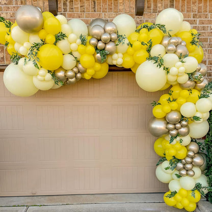 Skiennix Pastel Yellow Balloon Kit - 120pcs in Various Sizes for Gender Reveal & Baby Shower Decor