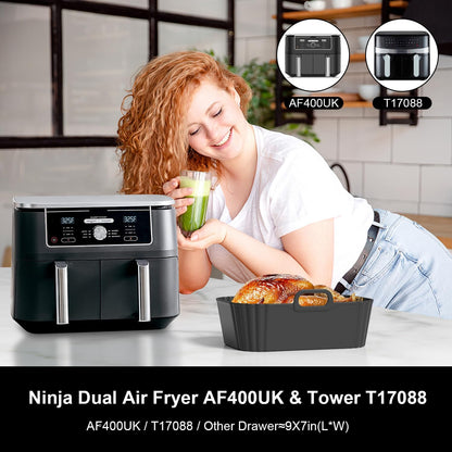 Skiennix Silicone Air Fryer Liners - Reusable for Ninja Foodi & COSORI 9QT | 2 Pack, Easy Clean