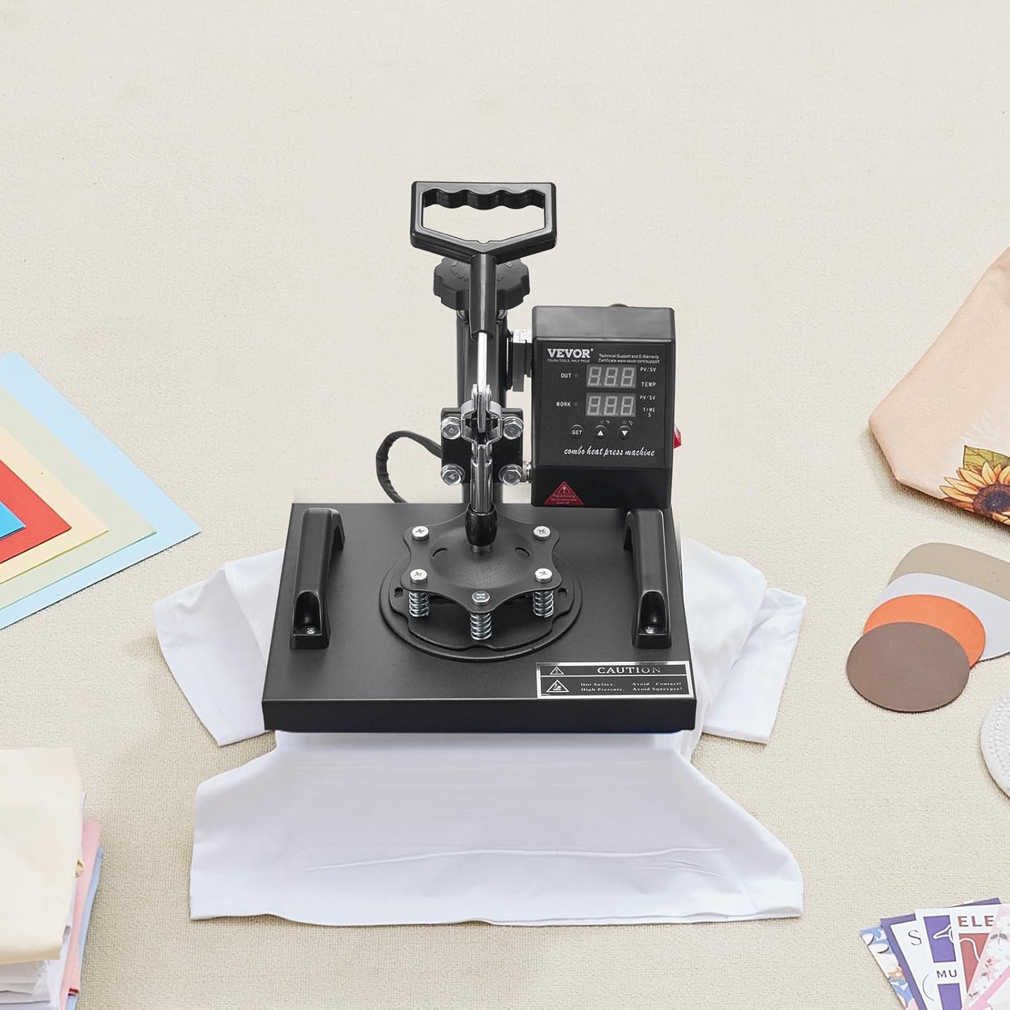 VEVOR Heat Press Machine - 12x10in Clamshell Sublimation Printer with Fast Heat-Up & Digital Control