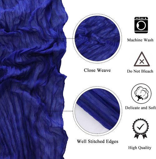 FANPROMS Gauze Table Runner - 10FT Rustic Blue Fabric for Farmhouse Weddings & Events