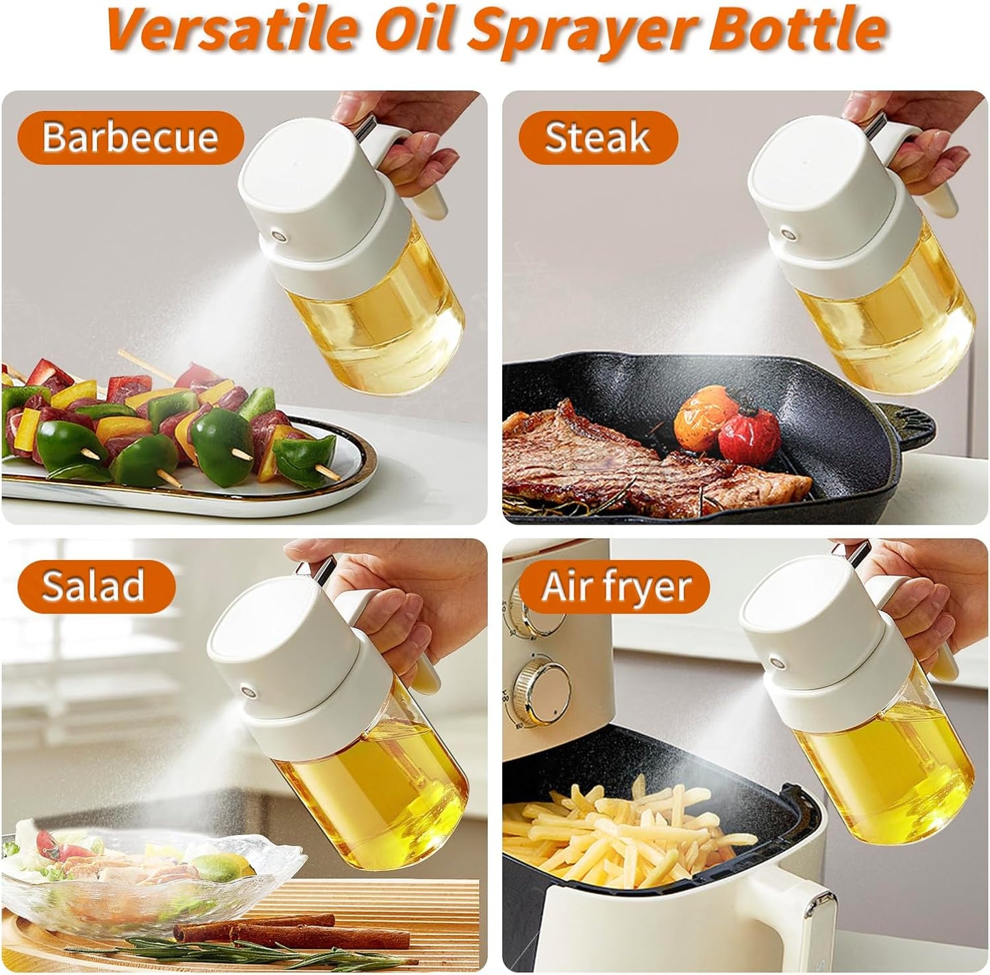 YARRAMATE Mini Oil Sprayer - Premium 6.8 OZ Food-Grade Olive Oil Spray Bottle for Cooking | Portable Kitchen Mister (White)