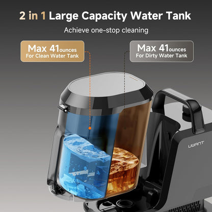 Uwant Carpet Cleaner Machine - 18Kpa Powerful Suction | Steam & Hot/Cold Water System for Pets & Upholstery
