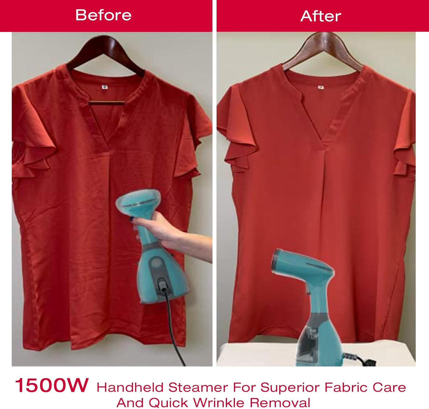 SINGER Handheld Garment Steamer - 1500W Powerful Steam | Fast 20s Heat-Up | 280ML Detachable Tank