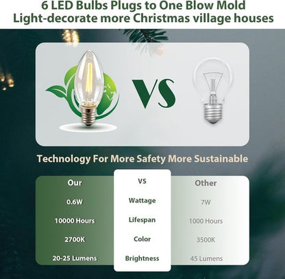 Department 56 USB 5V LED Light Set - 6 Lights for Christmas Village & Halloween Decor | 9.8ft White Cord