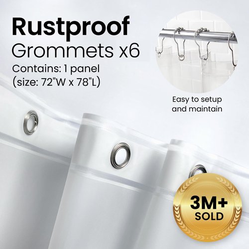 LiBa Bathroom Shower Curtain - Waterproof Plastic Shower Curtain Premium PEVA Non-Toxic Shower with Rust Proof Grommets Clear 8G Heavy Duty Bathroom Accessories 72x78