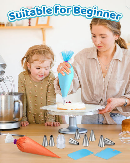 Skiennix 130 Pcs Cake Decorating Set - Piping Bags, Tips, and Accessories for Perfect Cakes