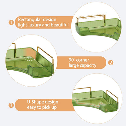 Skiennix Corner Bathroom Counter Organizer - 2-Tier Makeup Shelf & Perfume Tray in Green