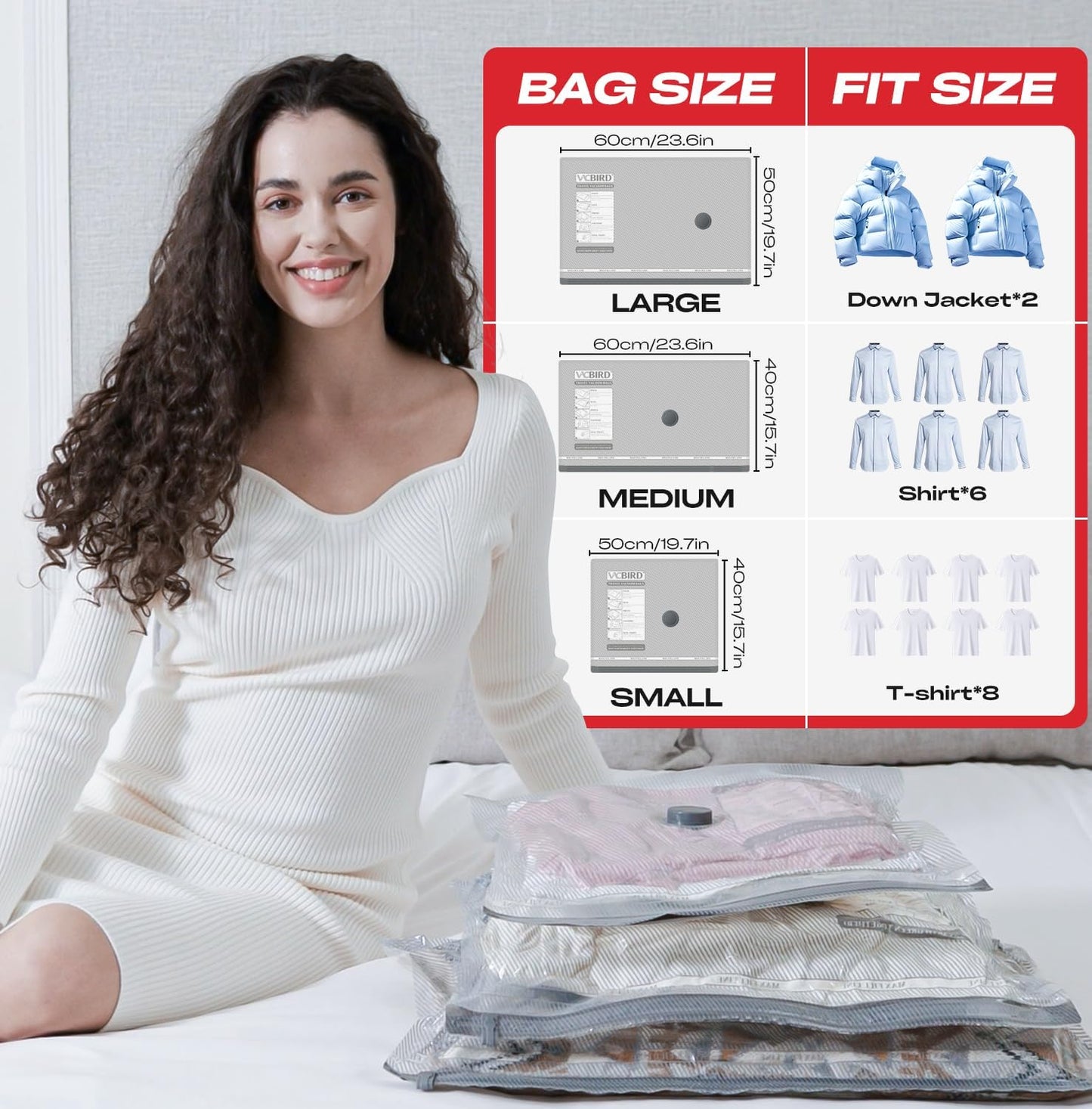 Travel Vacuum Storage Bags - 18 Pack Compression Bags with Rechargeable USB Pump | Ideal for Luggage & Suitcase