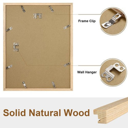 Vittanly 11x14 Picture Frame, Solid Wood Frame with Plexiglass, Includes 8x10 Mat, Wall Hanging for Home Decor, Natural, 1 Pack