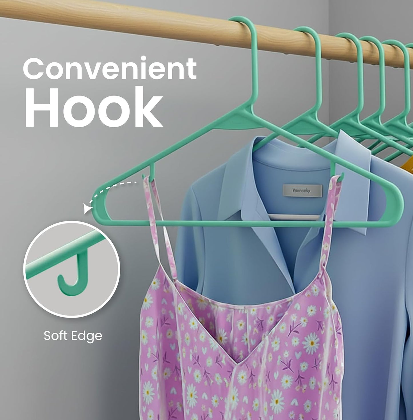 Utopia Home Plastic Hangers 50 Pack - Durable Space-Saving Closet Organizers - Aqua for Shirts, Pants & Coats