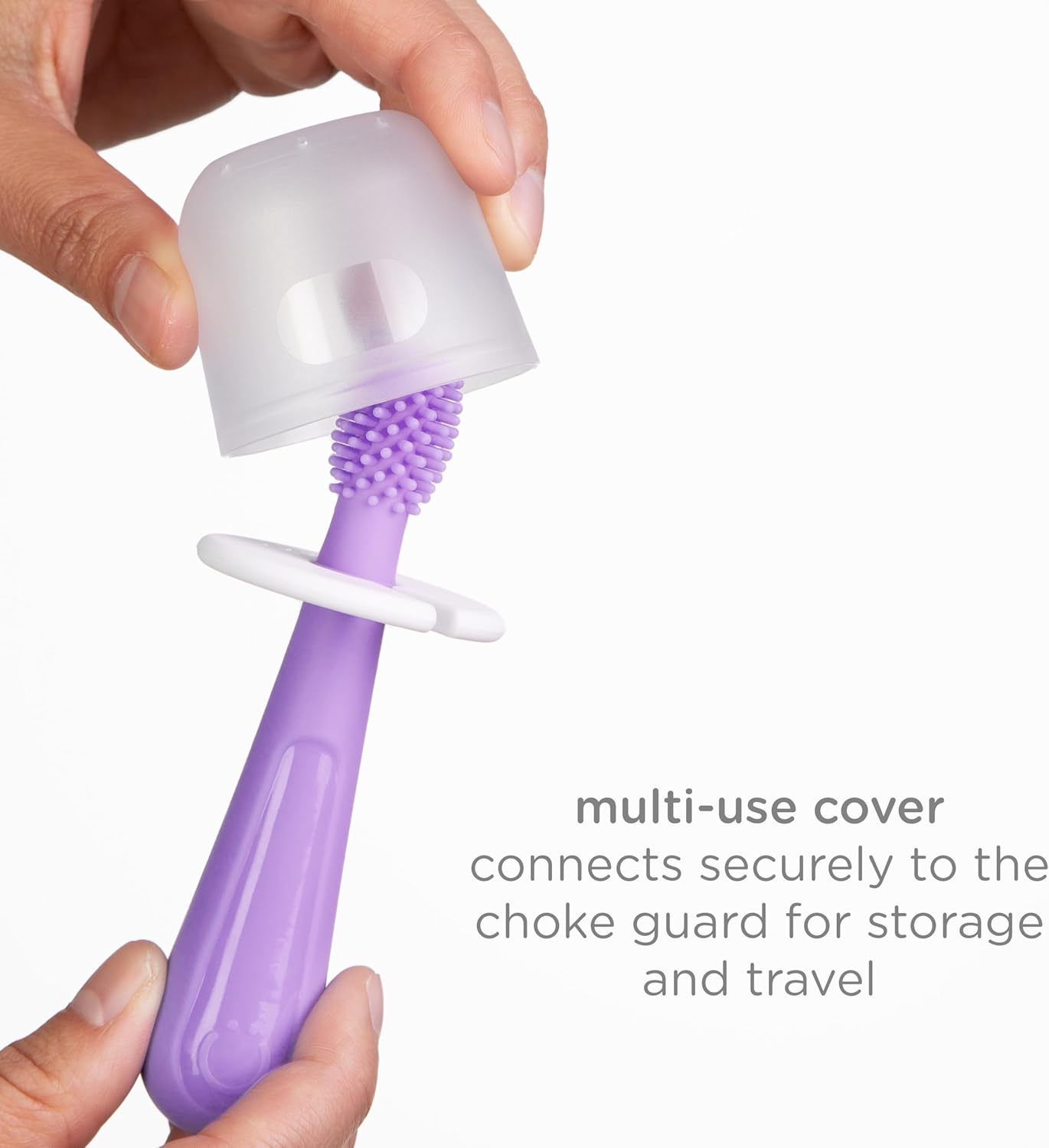 Ubbi 360° Baby Training Toothbrush - Safety Shield & Cover, Gentle Cleaning, Smoothie Purple
