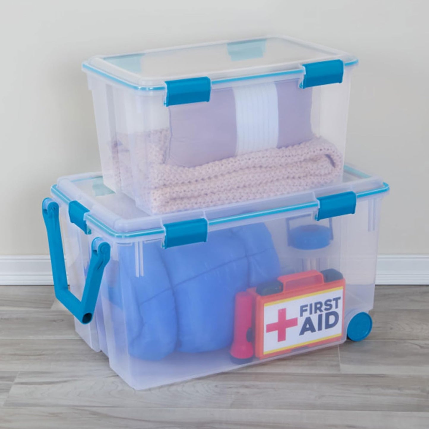 Sterilite 54 Quart Gasket Box - Stackable Clear Plastic Storage Bins with Lids for Home Organization