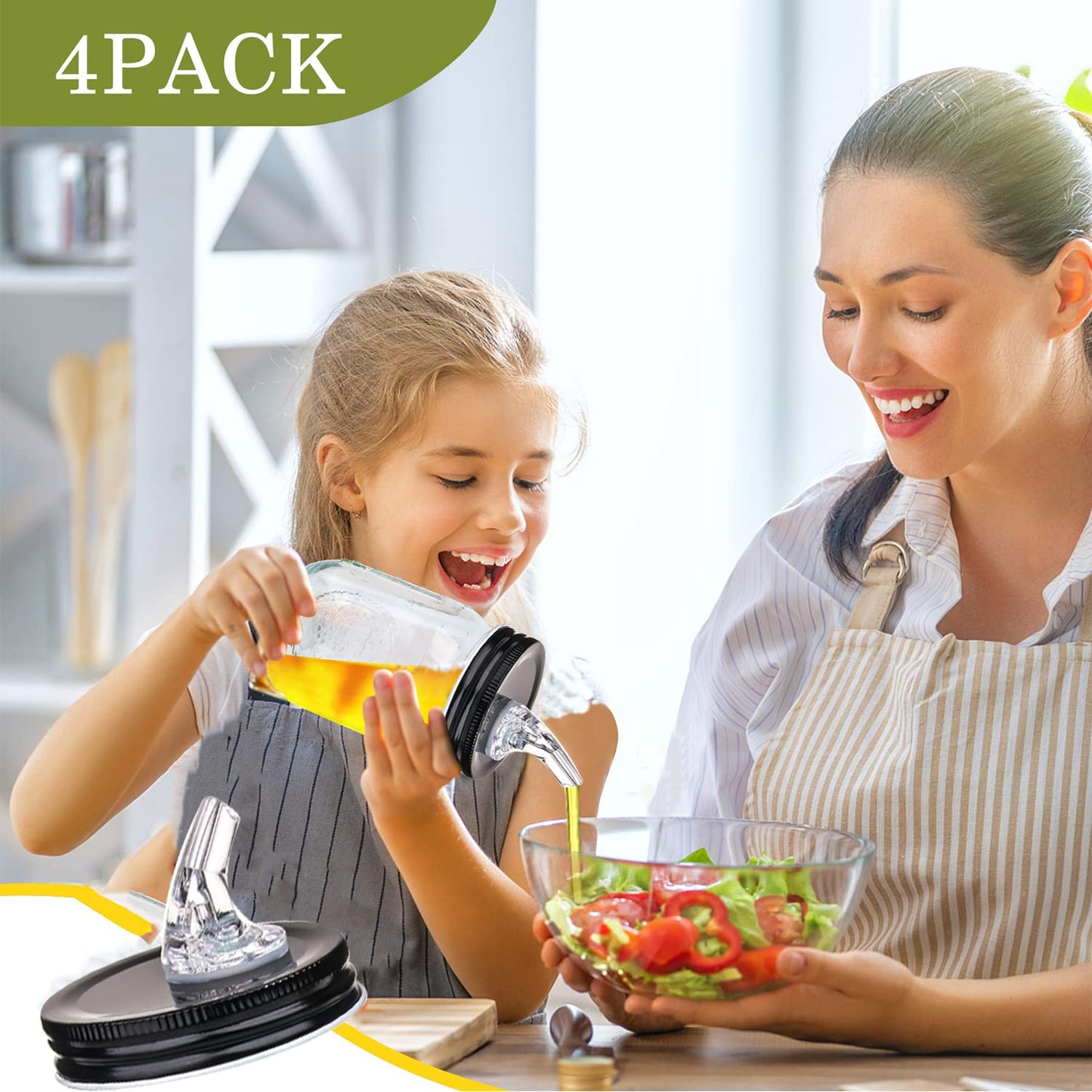 Mason Jar Pour Spouts. free flow Mason Jar Pour Spouts, mason jar for spout regular mouth size 70mm dispenser germination cover. Leak-Proof 22-Pack + 44 Black Lid Caps (22 Pack BlacK)