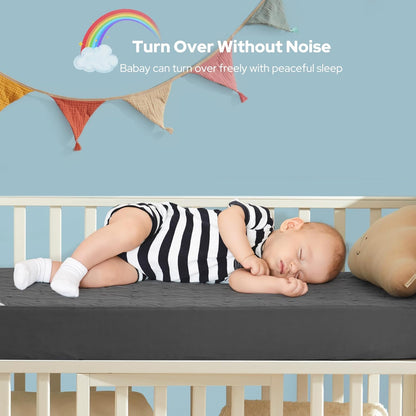 Skiennix Waterproof Crib Mattress Protector - Soft, Breathable & Noiseless | 2-Pack, Gray (52''x28'')
