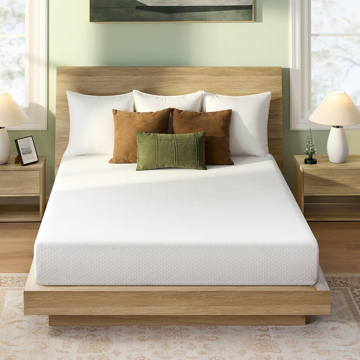 Rolanstar Queen Size Gel Memory Foam Mattress - 8 Inch, Breathable & Supportive, CertiPUR-US Certified, White
