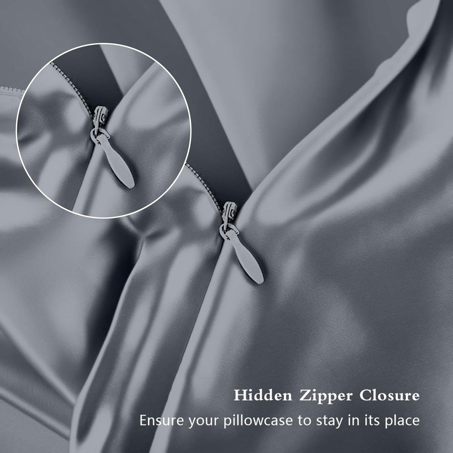 Mulberry Silk Pillowcases - Standard Size | Luxurious Silk for Hair & Skin, Space Grey with Zipper