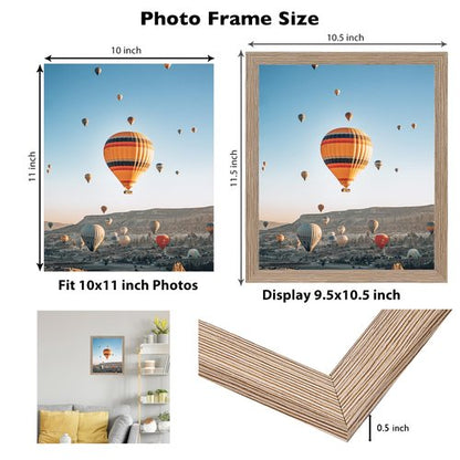 JCJMY 10x11 Picture Frame Rustic Brown for Wall Hanging, Wall Mounting Horizontally or Vertically, 10 x 11 Wall Gallery Poster Photo Frame with Shatter Resistant Plexiglass, Rustic Brown