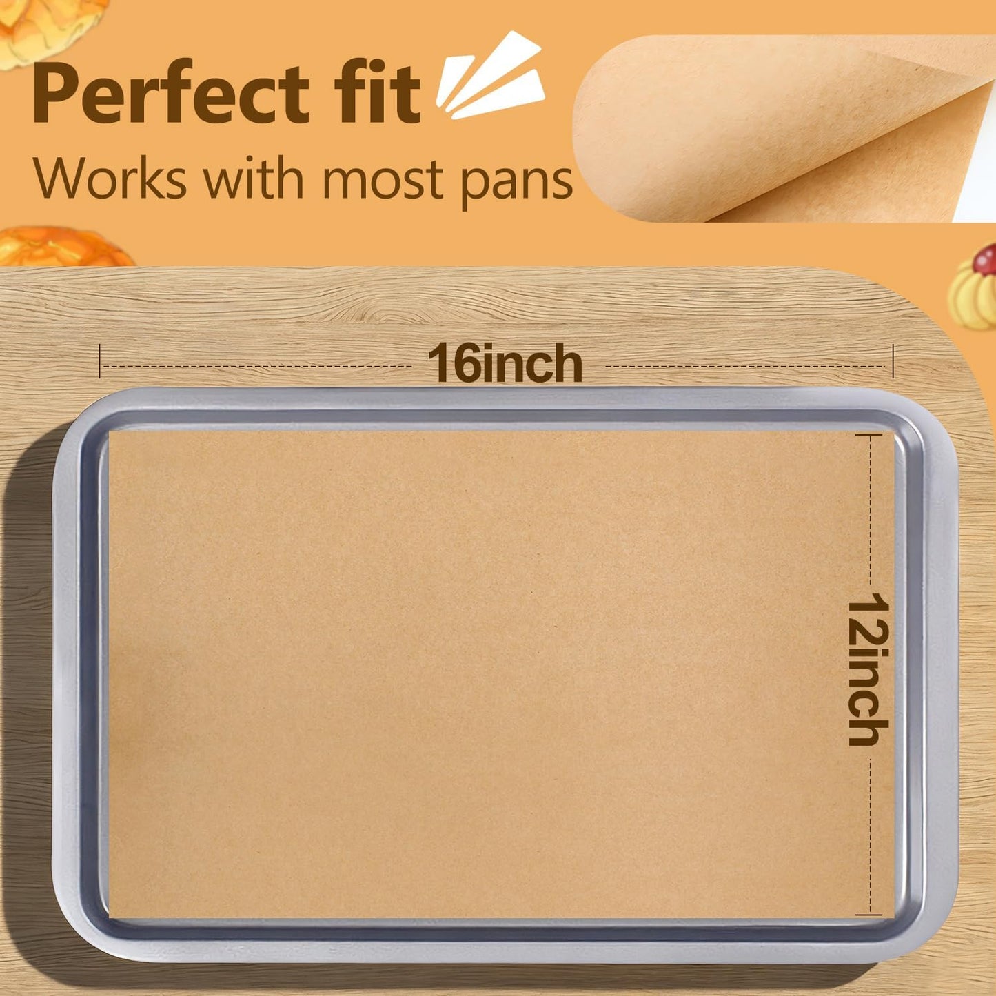 Skiennix Silicone Coated Parchment Paper Sheets - 400 Pcs Unbleached, Non-Stick for Baking & Cooking | 12x16 Inch
