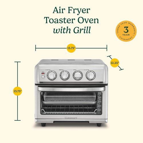 Cuisinart Air Fryer Toaster Oven - 1800W 8-in-1 Multi-Function with Grill & Large Capacity - Black SS