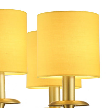 LAMPWELL LEBE Yellow Clip on Chandelier Lamp Shades Set of 6,Small Lamp Shades Clip on bulb,5.2"×5.2"×H5.2",Fabric Mini Drum Lamp Shade,Handmade,FOR CANDLE BULB AND SMALL GENERAL BULB