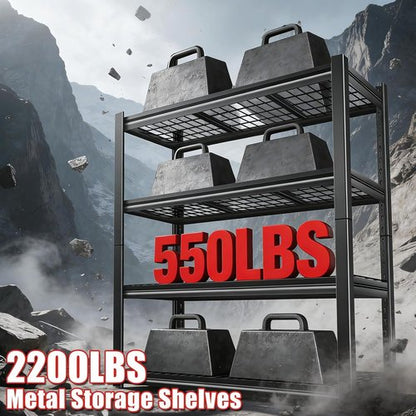 Heavy Duty Metal Garage Shelving Units - 2200LBS Adjustable Storage Shelves | 19.6" D x 39.37" W x 59.84" H