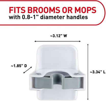 Command Broom Grippers - Damage-Free Mop & Broom Holder Wall Mount | 3 Hangers & 6 Strips, Holds Up to 4 lb