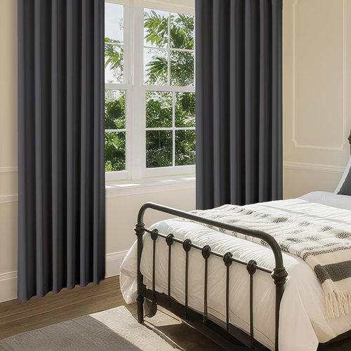 CUCRAF Blackout Curtains 54 inches Long 2 Panels Set for Bedroom, Dark Grey Rod Pocket Room Darkening Curtain for Living Room, Thermal Insulated Window Drapes (W 52 x L 54 Inch)