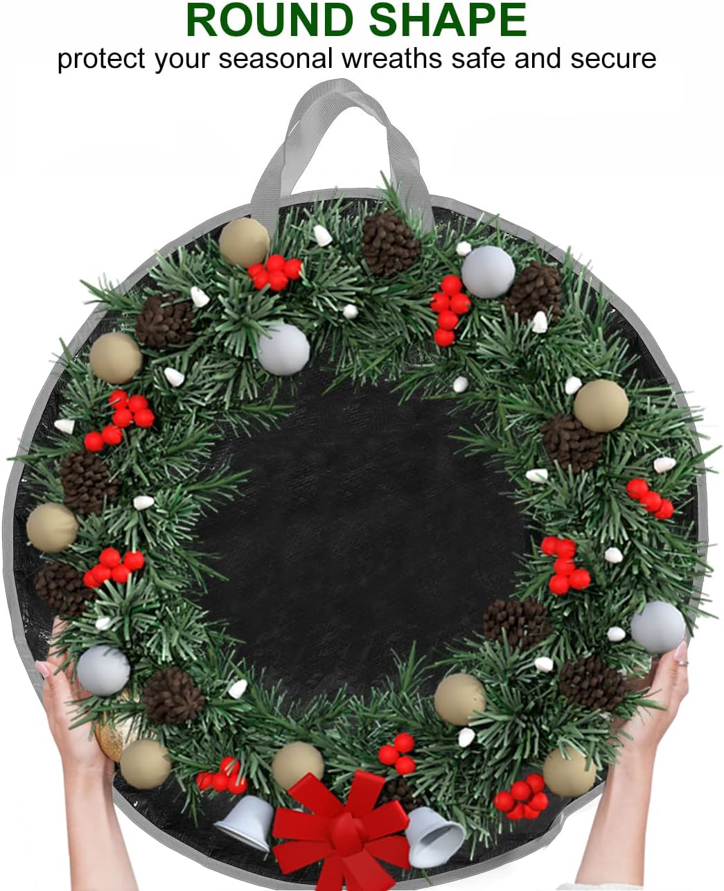 ProPik Christmas Wreath Storage Bag - Durable 30" Holiday Container with Heavy Duty Handles | 2 Pack (Black)