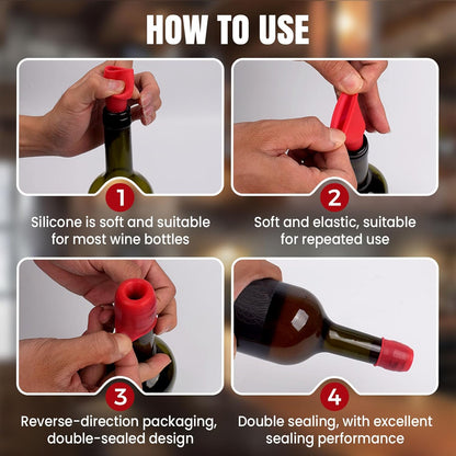 Silicone Wine Stopper for Wine Bottles, 2025 New Wine Stoppers for Wine Bottles, Seal Bottle Cover for Beer Champagne, Glass Bottle Sealer Covers Wine Stoppers for Home Use (8, All)