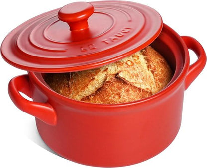 LE TAUCI 3 Quart Ceramic Dutch Oven - Lightweight & Non-Toxic | Oven, Microwave & Dishwasher Safe - Chili Red