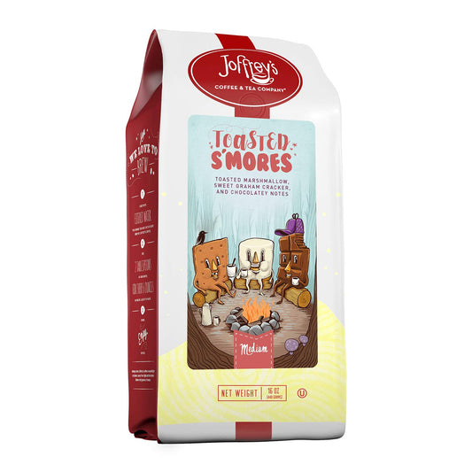 Joffrey's Coffee - Toasted S'Mores, Flavored Coffee, Artisan Medium Roast, Arabica Coffee Beans, Marshmallow, Graham Cracker, & Chocolate Flavor, Gluten-Free, No Sugar (Ground, 16 oz)