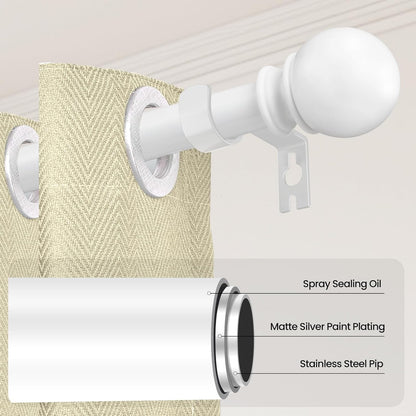 Skiennix Heavy Duty White Curtain Rods | Adjustable 28-48 Inch with Brackets for Windows