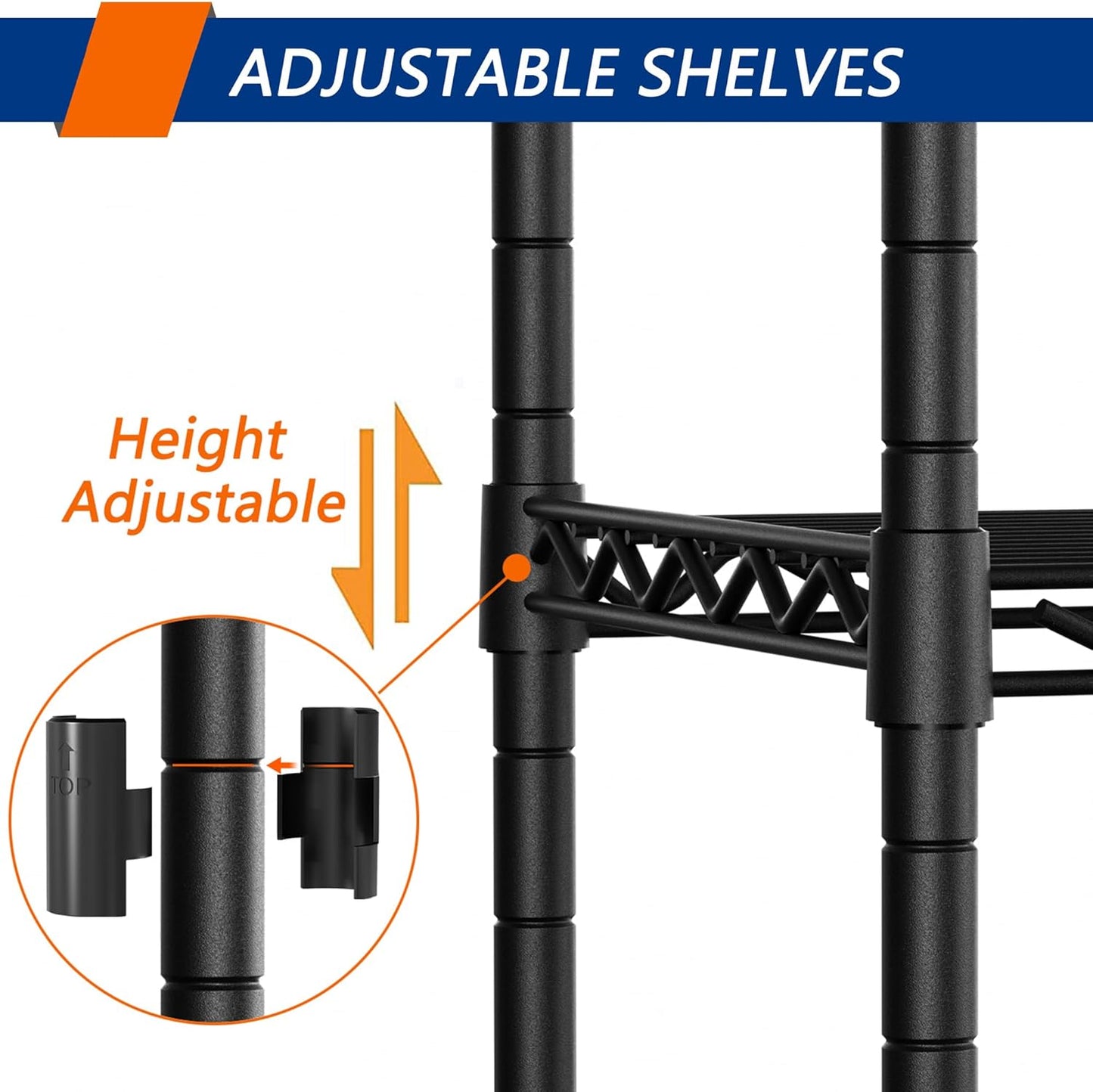 Regine Switzerland Heavy Duty Storage Shelving Unit - 4-Shelf Metal Organizer Rack for Laundry, Kitchen & Closet | Black