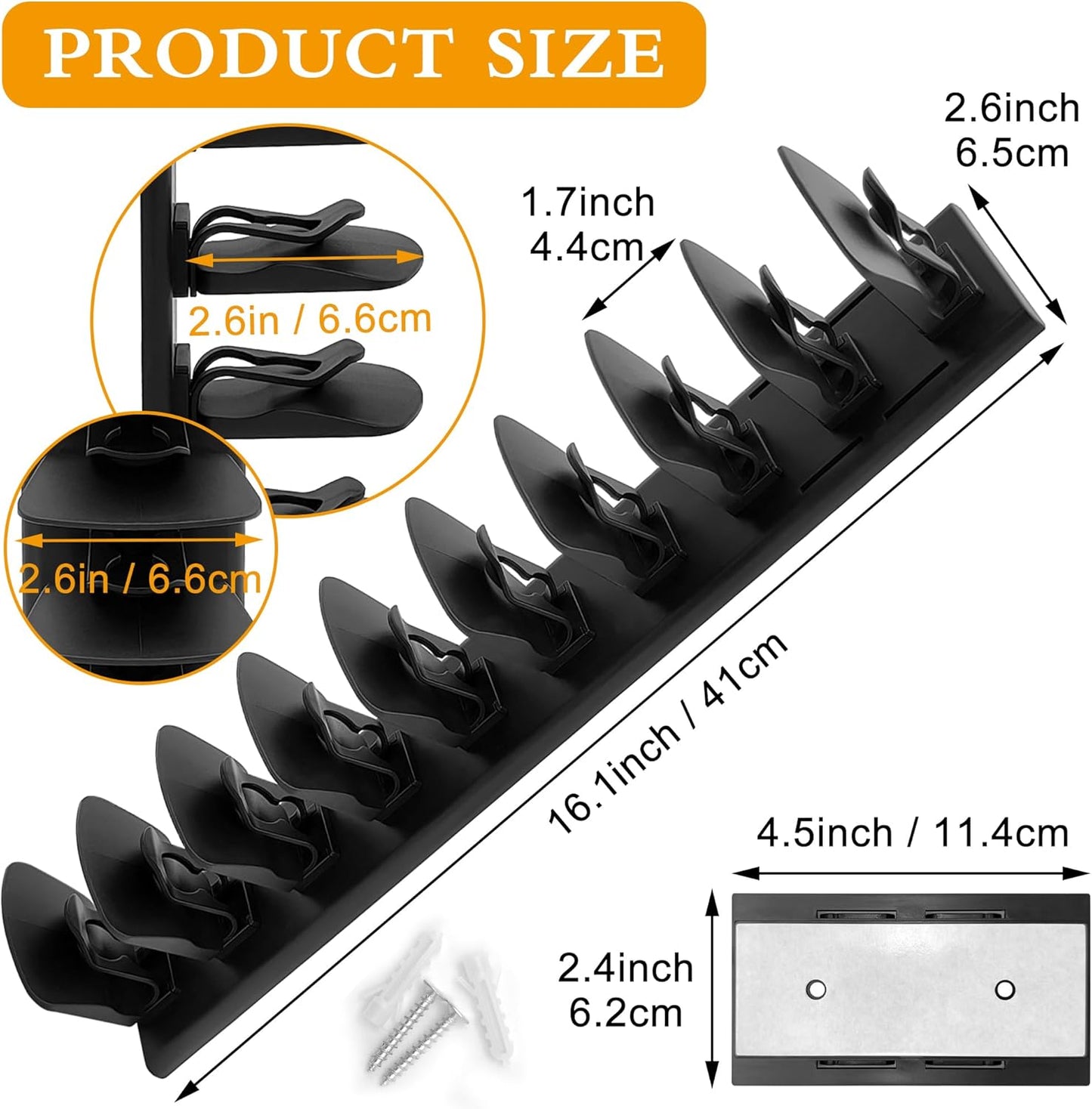 Skiennix Hat Rack | Organizer for Up to 20 Baseball Caps | Wall-Mounted, Black, 1 Pack