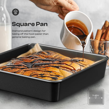 Skiennix Nonstick Baking Pans Set - 8-Piece Stackable Bakeware Set | Non-Toxic Oven Safe, Black