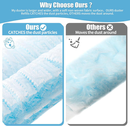 Skiennix 360° Heavy Duty Duster Refills - Extra Thick Disposable 40 Count | Compatible with Swiffer, 35-Inch Handle