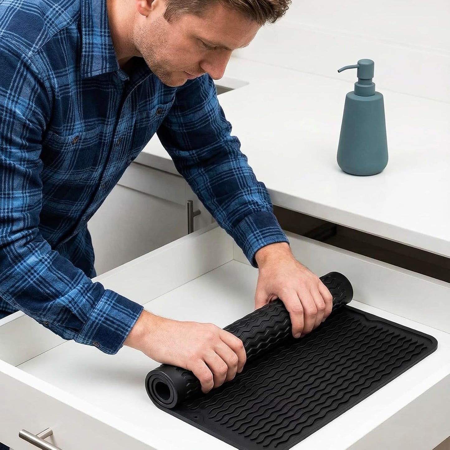 MicoYang Silicone Dish Drying Mat - Eco-Friendly, Heat-Resistant Kitchen Counter Mat | 16" x 12" Black