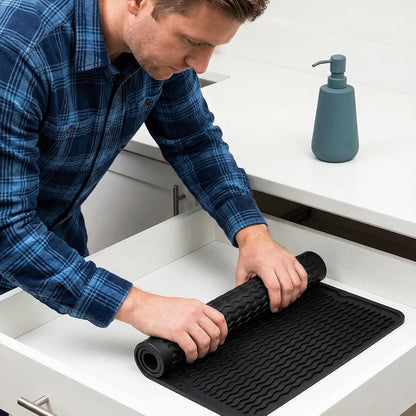 MicoYang Silicone Dish Drying Mat - Eco-Friendly, Heat-Resistant Kitchen Counter Mat | 16" x 12" Black